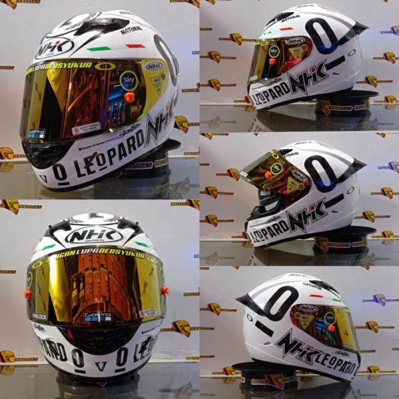 HELM NHK GP1000 SOLID WHITE LEOPARD PAKET GANTENG