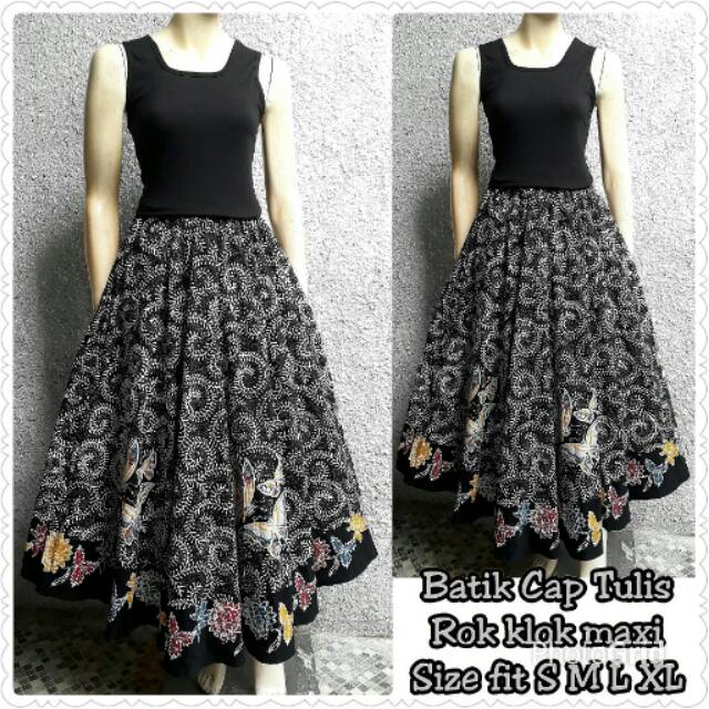 Rok batik panjang ukel hitam putih