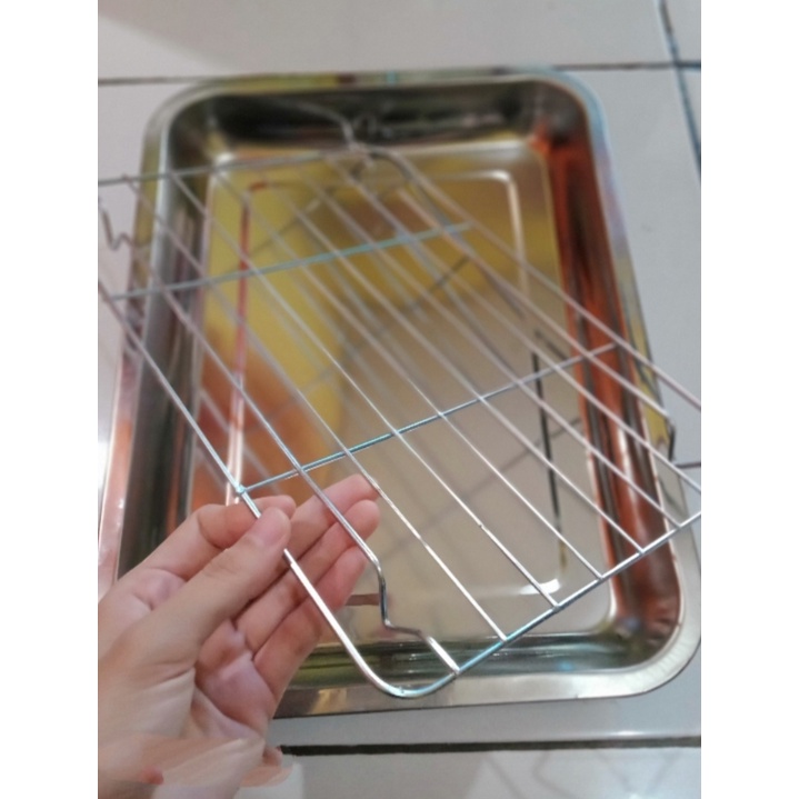 set cooling rack dan wadah minyak peniris makanan cooling rack peniris makanan peniris kue cooling rack dan nampan tatakan/nampan tatakan minyal/cooling rack/cooling rack peniris makanan