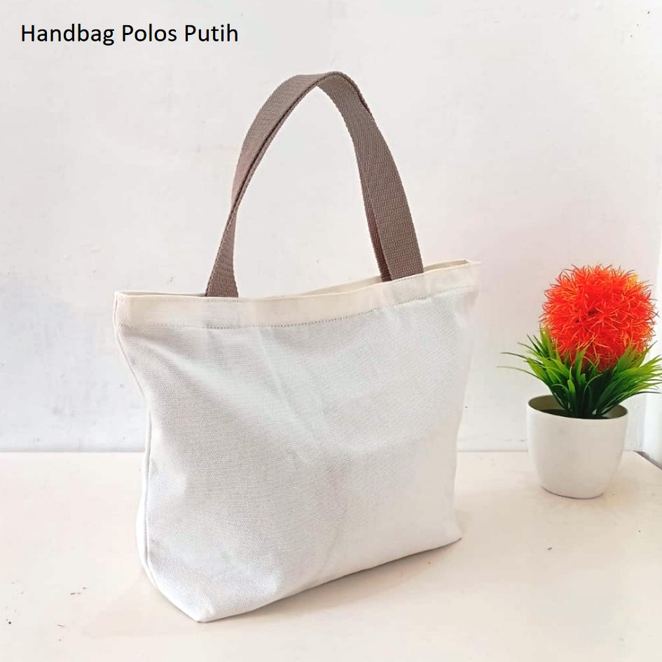 HANDBAG TAS JINJING KANVAS POLOS WARNA PUTIH RIENS COLLECTIONS