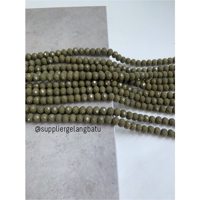 Kristal Ceko 10mm green hijau army bahan kreasi prakarya gelang kalung