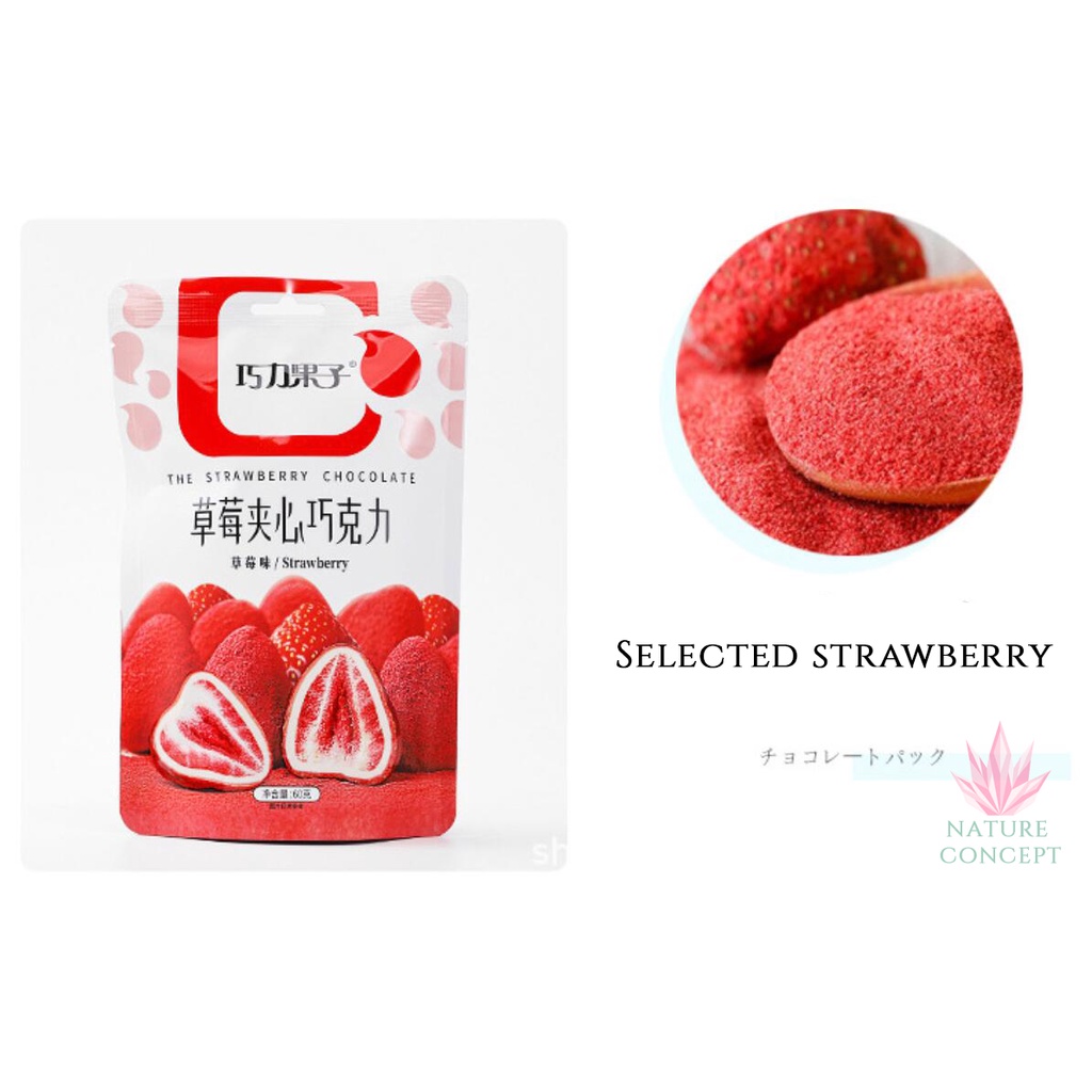 Freeze Dried Strawberry Cemilan  Snack Strawberry with Milk Chocolate Matcha Coated