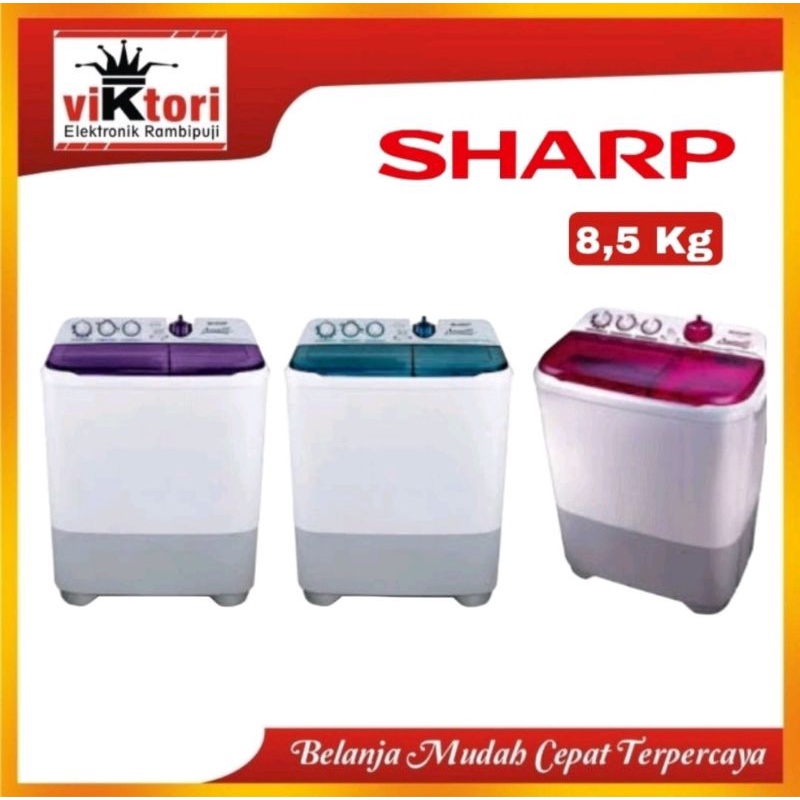 MESIN CUCI SHARP EST85CR / MESIN CUCI 2 TABUNG / MESIN CUCI 8 KG / MESIN CUCI TWIN TUBE / SHARP SUPE