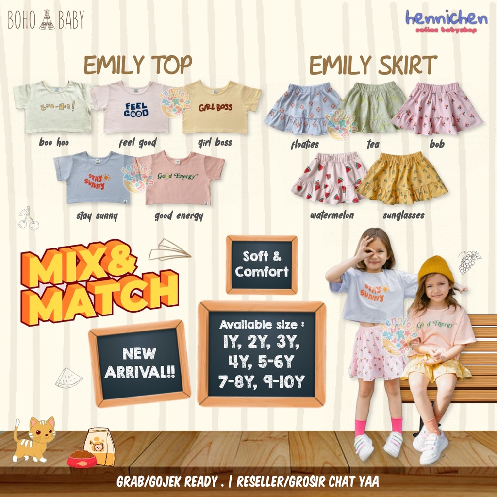 BOHOPANNA EMILY TOP EMILY SKIRT BAJU ANAK ROK PENDEK ANAK BOHO BABY MIX N MATCH FASHION ANAK PEREMPUAN 1 - 10 TAHUN PART 1