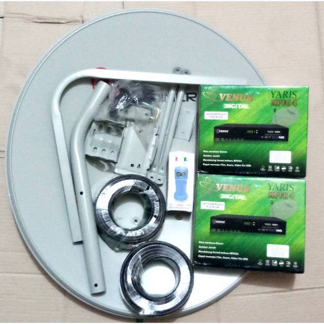 Parabola ninmedia 60cm untuk 2 TV receiver venus yaris lengkap