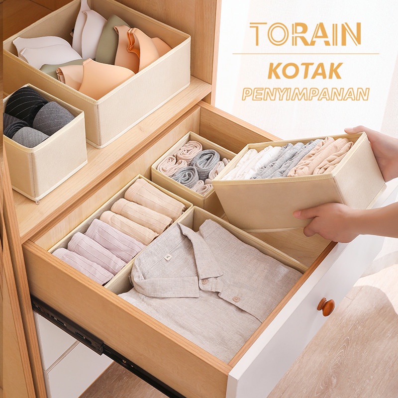 TORAIN Kotak Penyimpanan Tas Pakaian Dalam &amp; Aksesoris Pakaian 6Pcs Lemari baby Penyelenggara Rumah Organizer Box