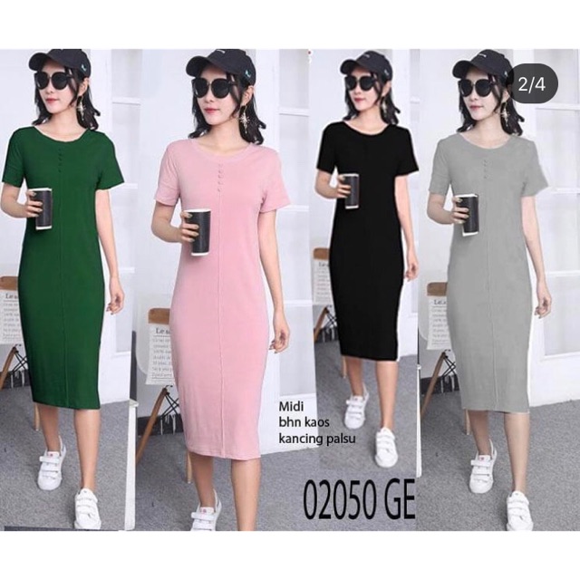 dress midi kaos import