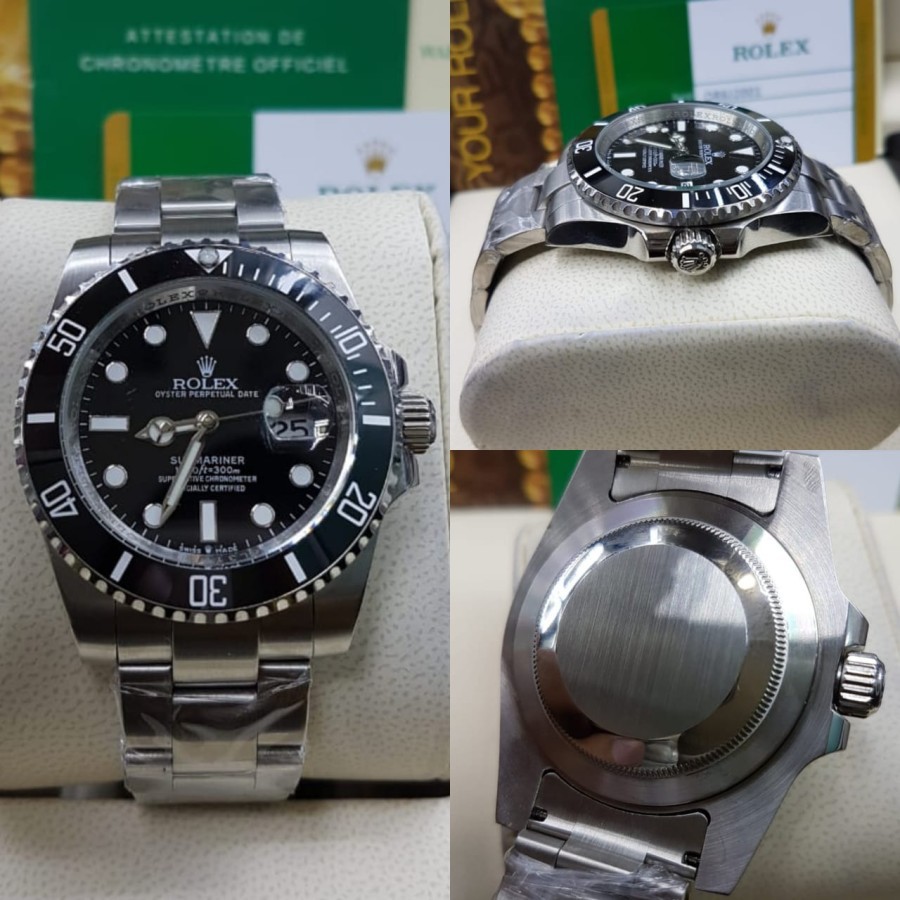 Promo JAM TANGAN PRIA ROLEX SUBMARINER PREMIUM DIAL BLACK MATIC DIAMETER 40 Garansi 1th