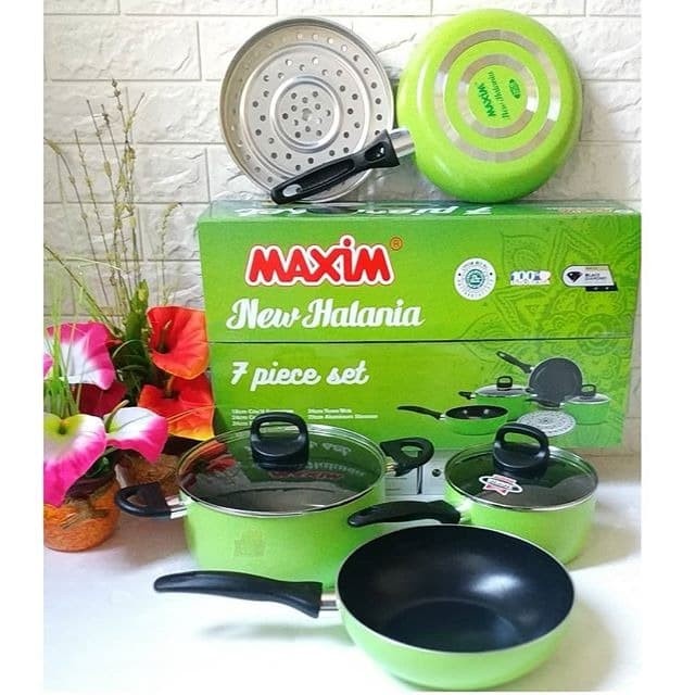 Maxim New Halania 7Pcs Set Cookware Wajan Penggorengan Anti Lengket