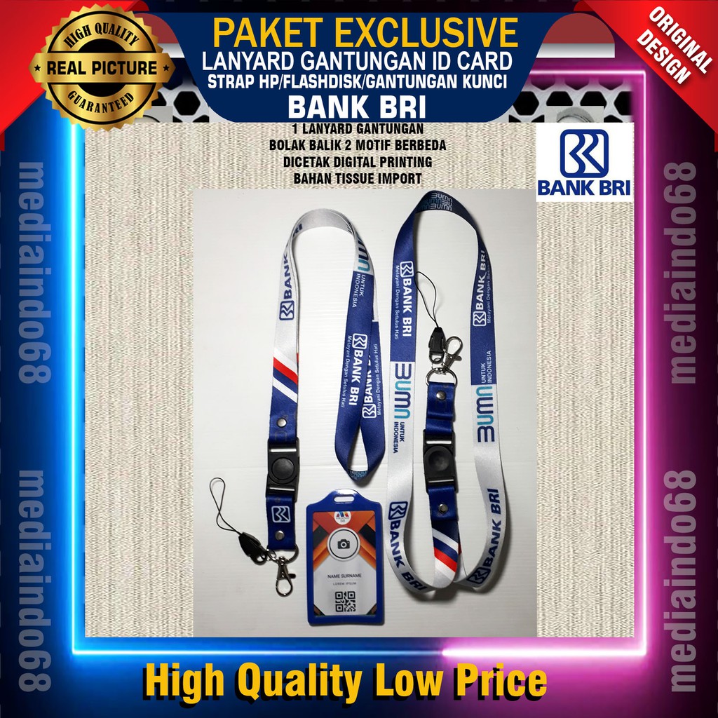 

BANK BRI Lanyard ,Strap ID, HP/Flashdisk Printing Digital (Paket Lengkap Exclusive)