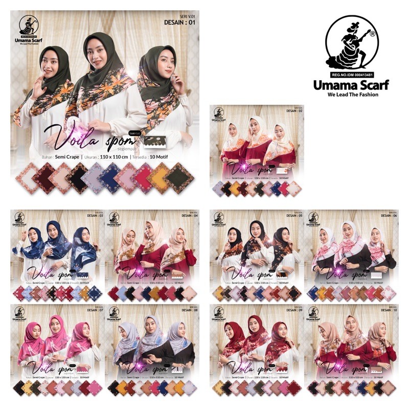 NEW 10 PCS Segiemp Voila spom Lasercut Umama Voal polyster motif Polycotton Motif JILBAB HIJAB