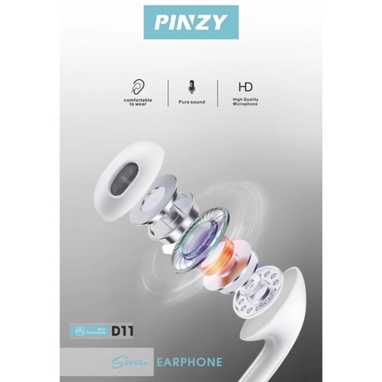 Headset - Headset PINZY D11 Stereo Wired Earphone - Headset D11
