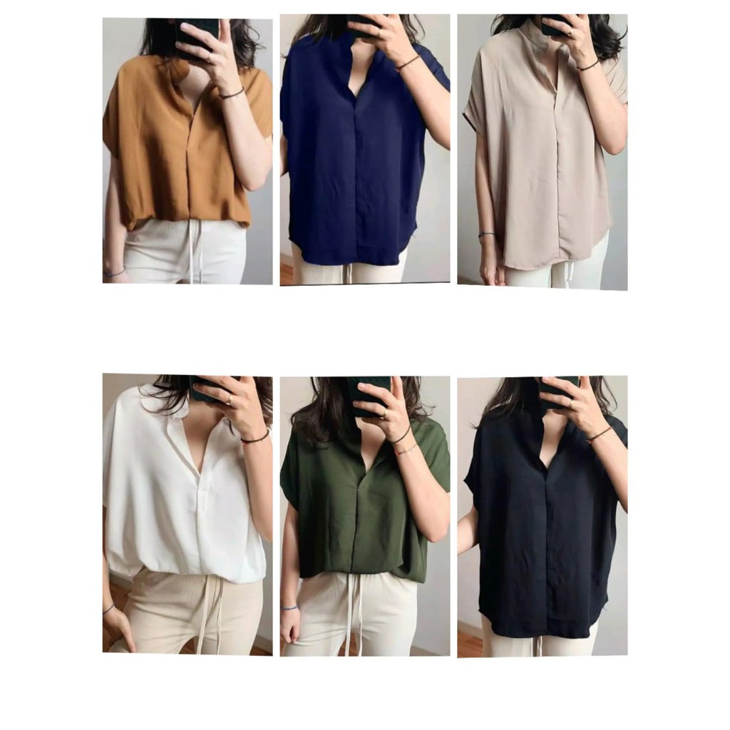 HUM - ZEC Atasan Blouse Wanita Kekinian / Safro Batwing Blouse / Baju Cewe / Atasan Wanita Modis / B