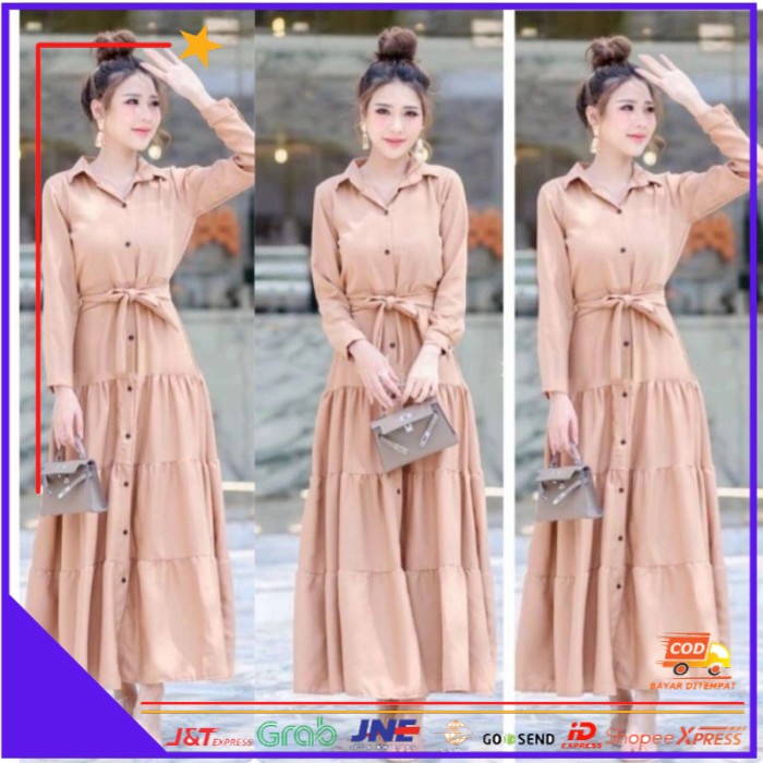 ❤BISA COD❤ Gamis katun jepang/Fashion muslim wanita/long dress terbaru kekinian - Putih