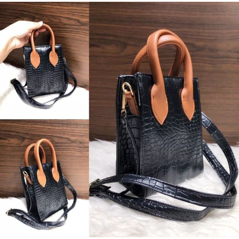 Tas selempang wanita fit bag croco/mini croco andin/Sling bag Korean/Tote bag