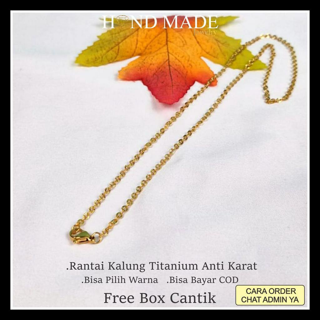 rantai donat sinar titanium anti karat ukuran anak dewasa tersedia warna gold dan silver aksesoris fashion