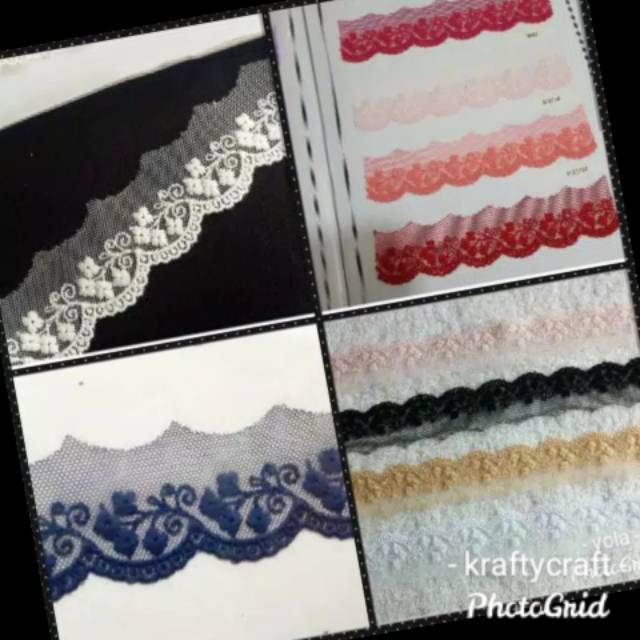 Renda tile bunga bordir rajut brokat tule tulle tille thyle tyle  baju mukena kebaya harga 1 ROLL