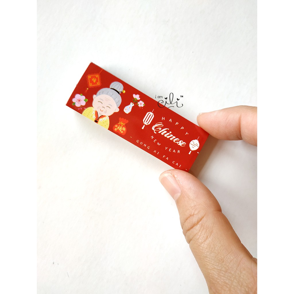 

(SCNY15) RED GRANDMA Stiker MINI 7x2.5 cm seal box paperbag imlek sincia cny