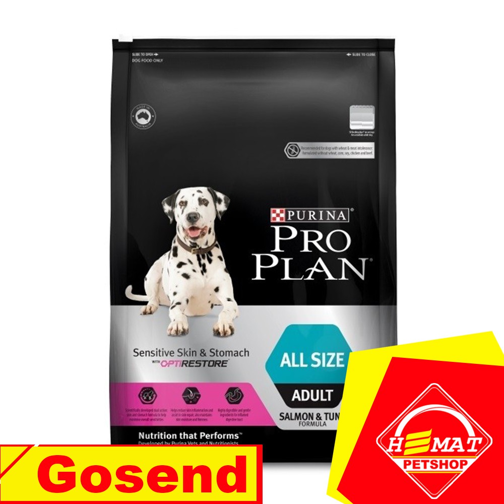 [GOSEND] Pro Plan All Size Adult Sensitive Skin &amp; Stomach OptiRestore 12Kg