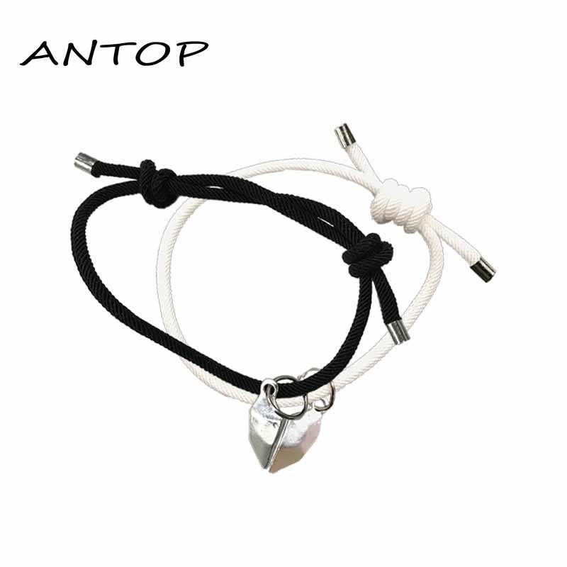 2 Pcs Gelang Couple Magnet Mahnet Hitam Dan Putih Cinta Batu Persahabatan Aksesoris ANTOP