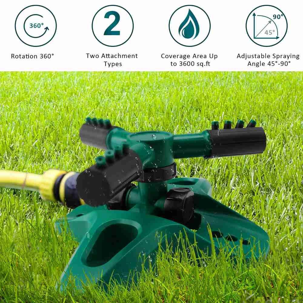 Solighter Sprinkler Taman Perlengkapan Berkebun 360putar Selang Cakupan Area Besar Rumput