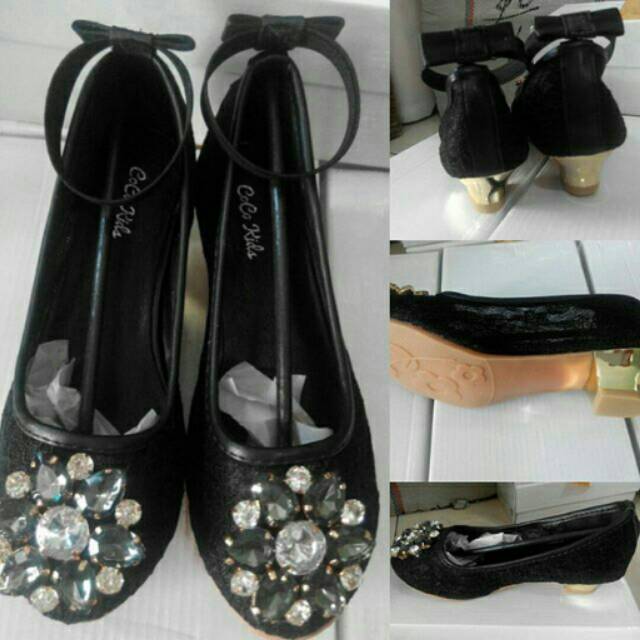 PREMIUM SHOES D&G HEEL LACE BLACK | SEPATU ANAK IMPORT