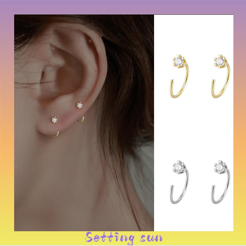 Anting Zirkon Temperamen Fashion Wanita Tidur Gratis Melepas Anting-Anting Trendi Yang Indah TN TN