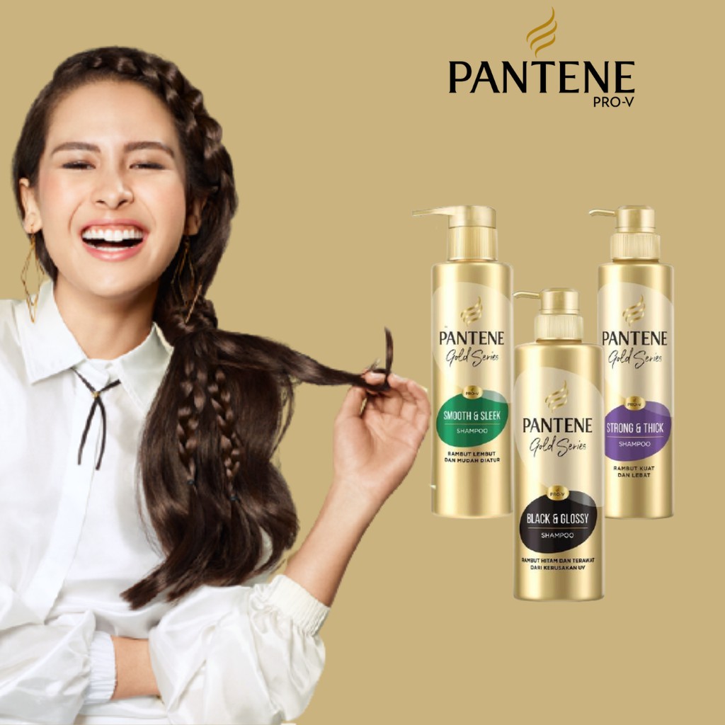 Pantene Shampoo Pro-V Gold Series Smooth &amp; Sleek Rambut Halus Lembut