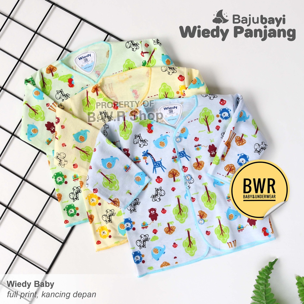 [ 3pc ] Baju Wiedy PANJANG WARNA Motif Jungle / Baju Bayi Newborn 0-6 Bulan Kancing | Bwr-2
