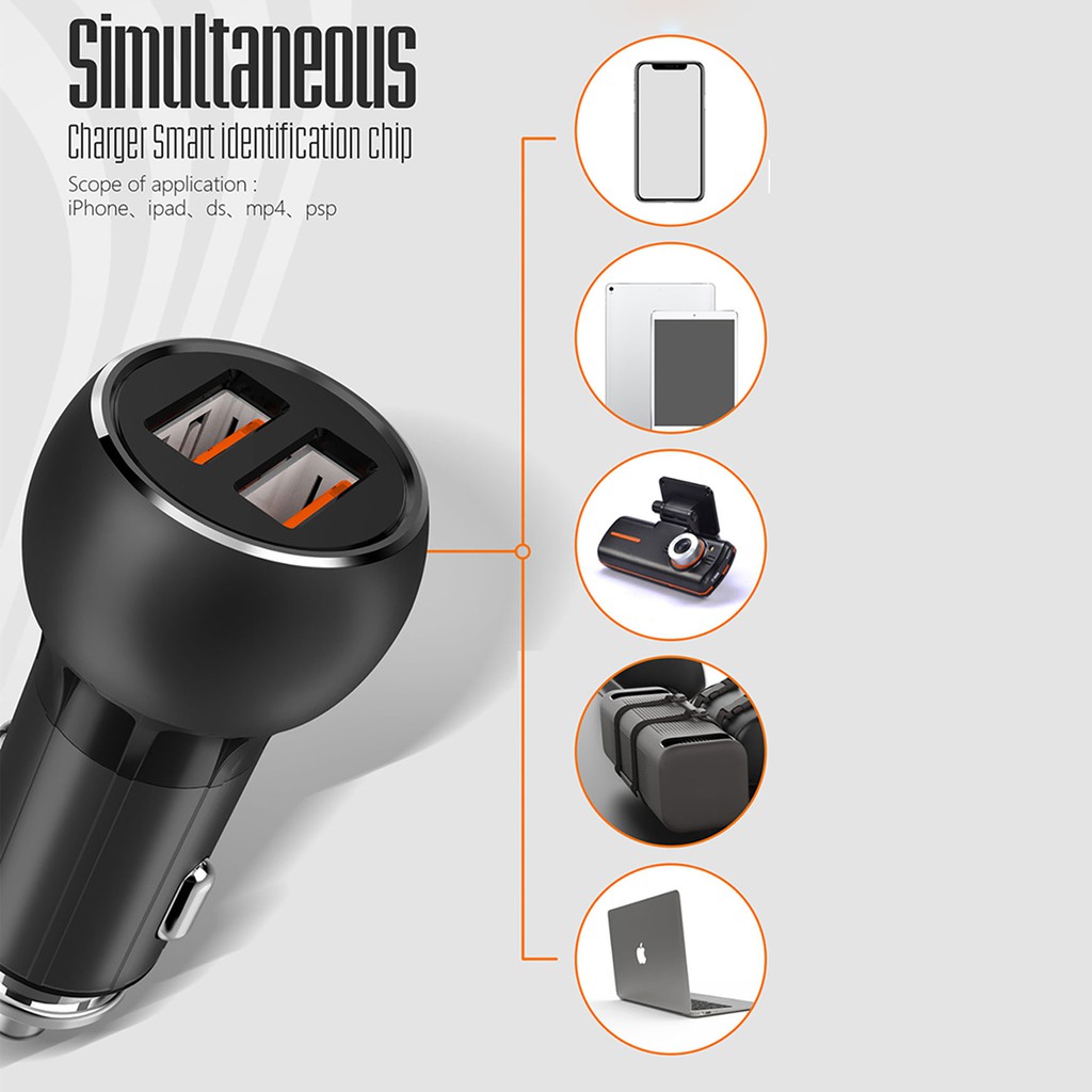 LDNIO C503Q Car Charger Dual USB Quick Charge 3.0-Charger Mobil 2 USB