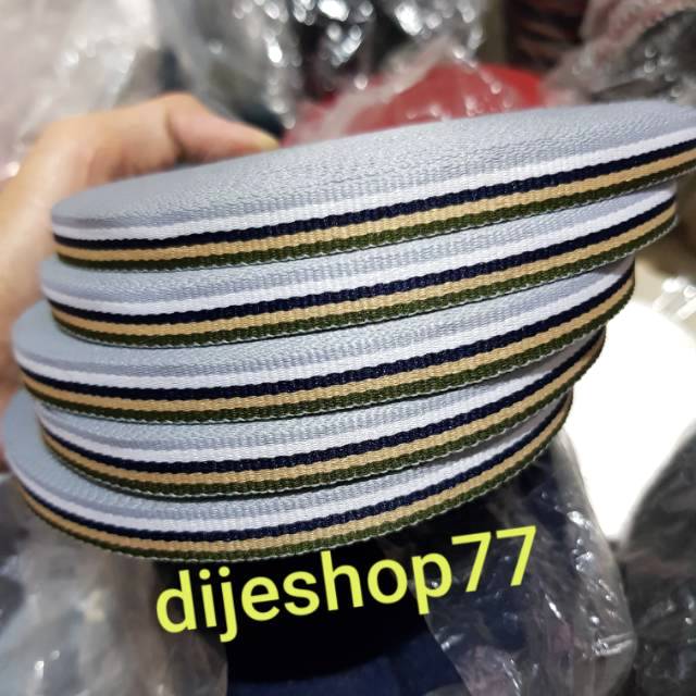 Pita list 1cm army grey ROLL Besar@28 Meteran / tali paperbag tali masker / bisban 1 cm / selvedge