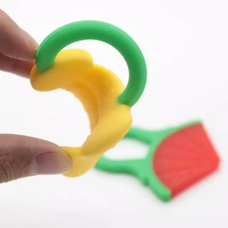 Baby Fruit Teether Gigitan Bayi Bentuk Buah Bahan Silikon/ Mainan Bayi Bentuk Buah