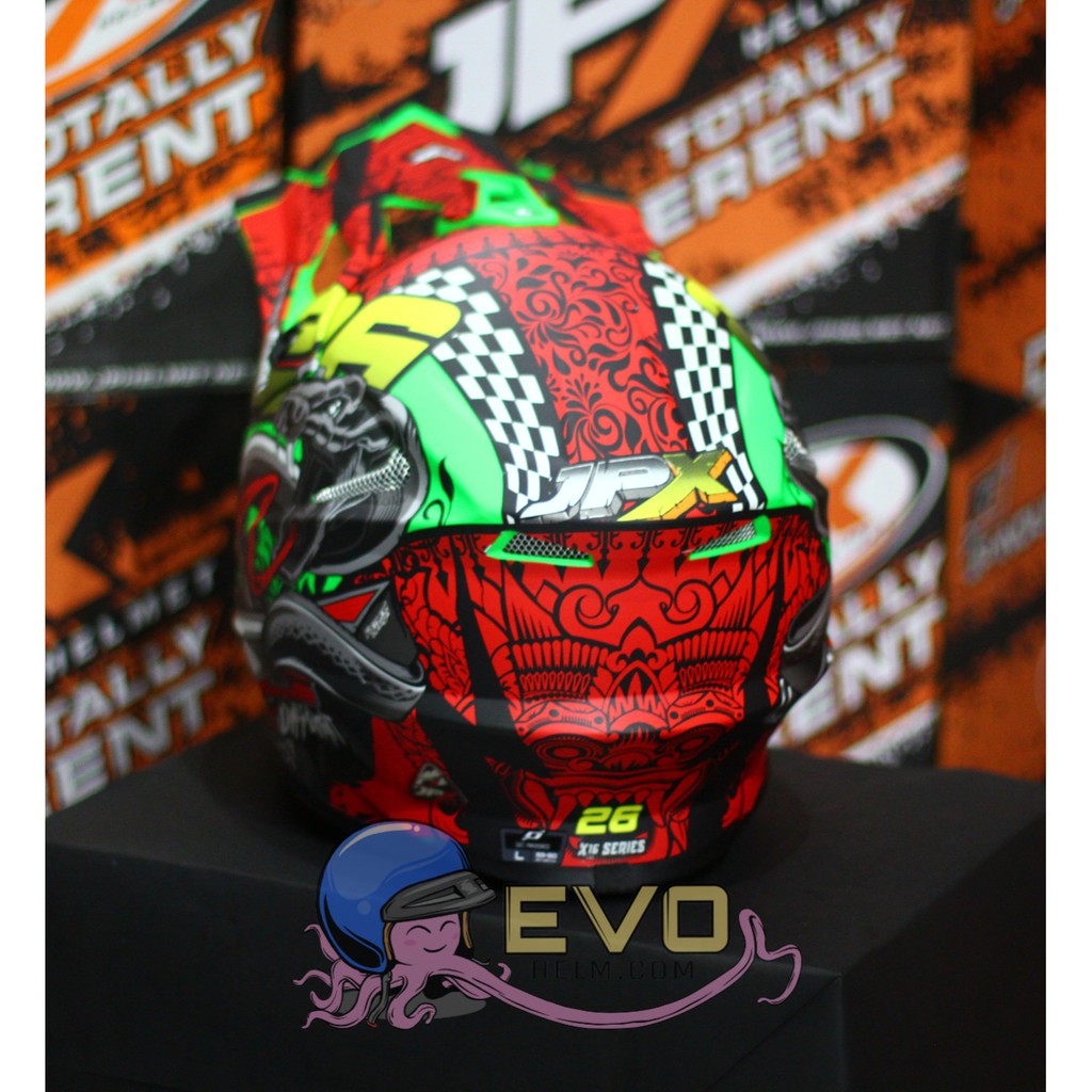 HELM JPX CROSS_FOX1 SERI X16 - FLUO GREEN DOFF + GOOGLE SNAIL (ONGKIR 2 KG) HELM JPX TERBARU