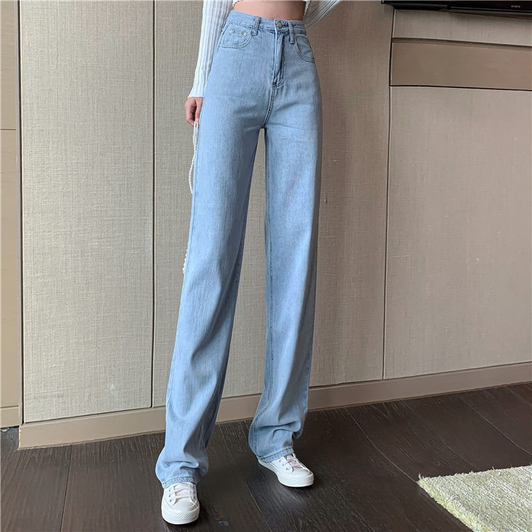 Garam Fashion Style Lace-Up Jeans High Waist Slimming Lurus Longgar Lebar Kaki Celana Pel Celana Wan