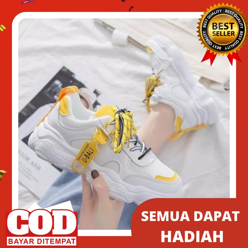 Sepatu Sneakers Wanita Murah Import Sneaker Tali Putih Sekolah Cewe Cewek Korea Kekinian Keren ST4