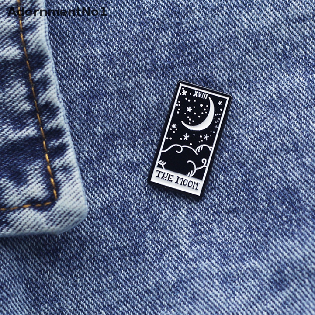 (AdornmentNo1) Bros Pin Enamel Desain Matahari / Bulan / Bintang / Tengkorak Gaya Gotik