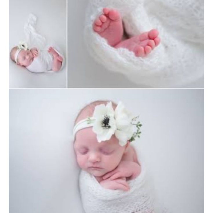 Baby knitted photo props wrap stretch blanket | bedong rajut photography | Warna 1 |