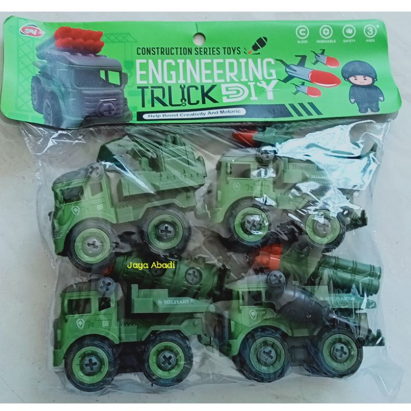 Mainan Mobil Tentara Military Engineering Truck DIY 202