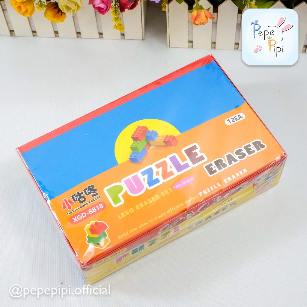 

12 Pcs / Selusin Penghapus Bentuk Lego Block Eraser Hapusan Unik Mainan Blok Bisa Disusun