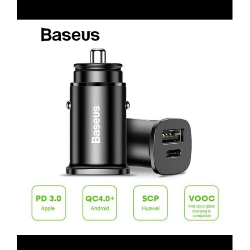 Car Charger- Charger Mobil Baseus Fast charger 30W Aluminium