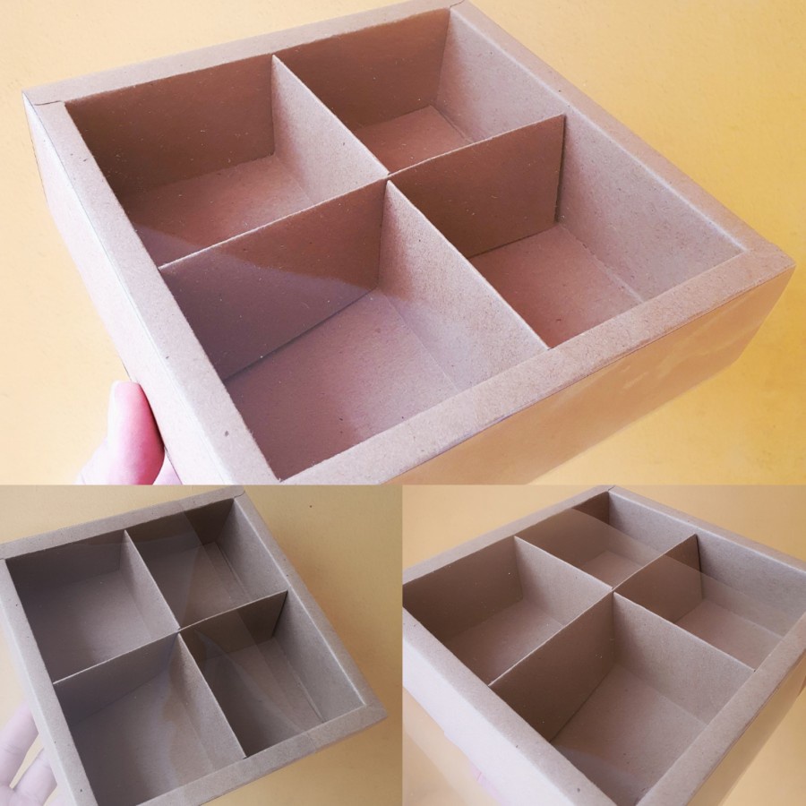 

5 Pcs Kardus Eggtart Dus Fruitpie Box Bakpao Mini Sekat 4 Coklat Polos Packaging Kotak Hampers Size 18x18x5 cm