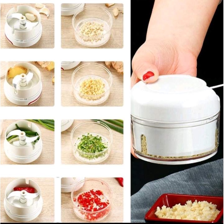 Mini Food Chopper Blender Tarik Tangan Manual Penghalus Bumbu