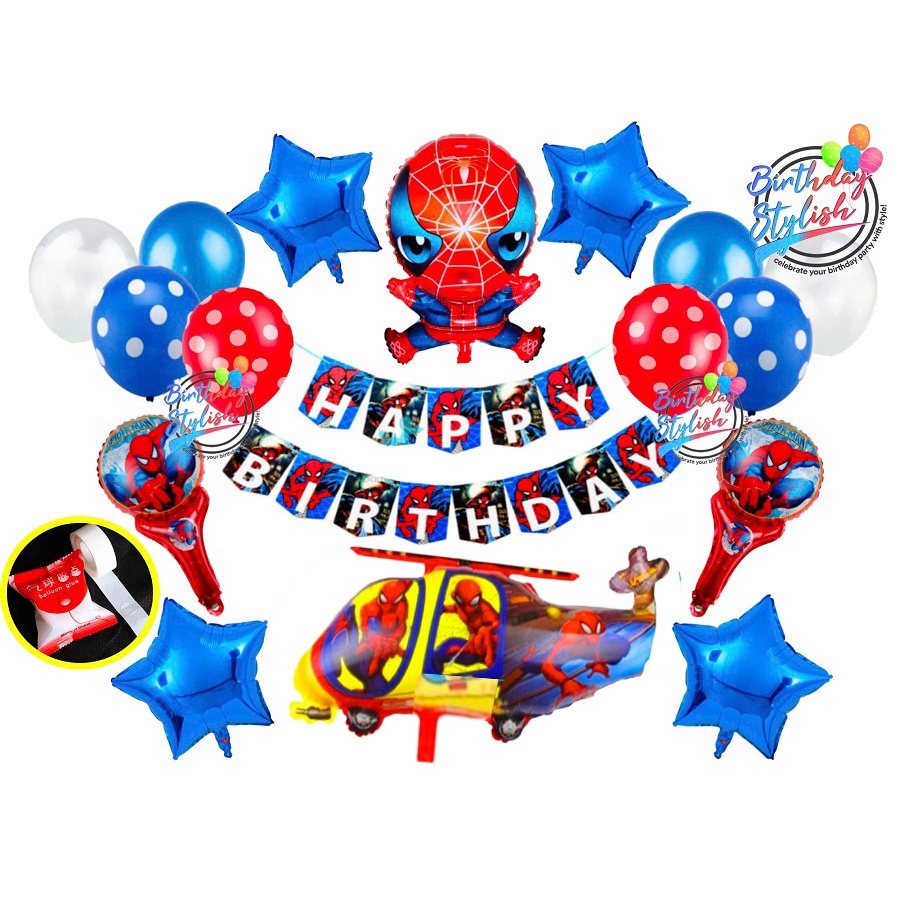 Paket Ultah Spiderman/ Paket Spiderman Dekorasi/ Set Ultah Spiderman/ Paket Dekor Spiderman