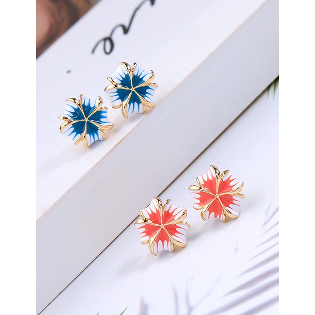 LRC Anting Tusuk Fashion S925 Silver Acupuncture Drip Oil Flower Earrings F6021X