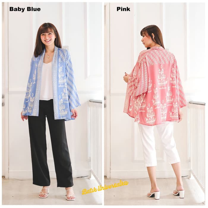 Promo Atasan Batik Outer Cardigan.Batik Kerja Wanita valentine - Cupcake - Biru Muda Limited