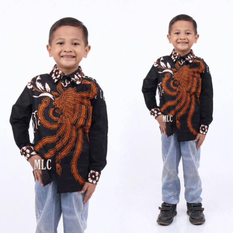 Baju batik anak laki-laki lengan panjang umur 2-13 tahun bisa buat sekolah hari batik