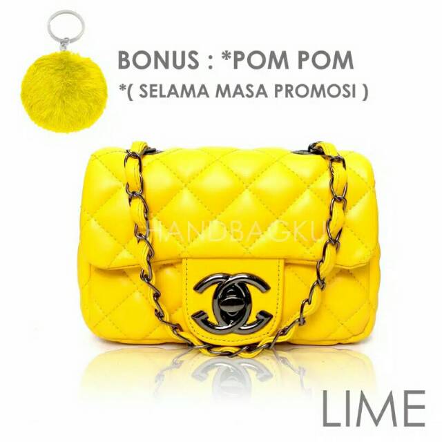 BARU HOT PROMO TERMURAH TAS CHANEL MINI POMPOM SLING BAG fashion wanita