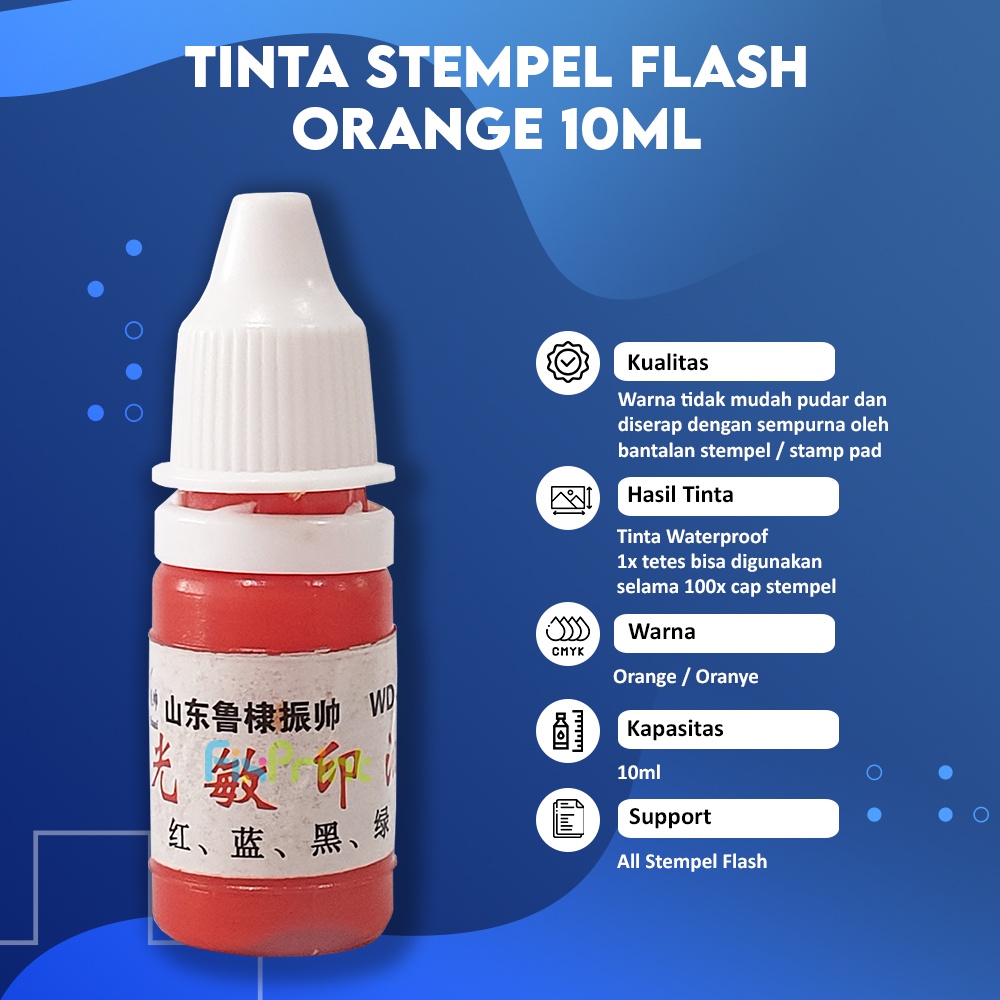 Tinta Stempel Flash Orange  10ml, Refill Stamp Ink Waterproof Orange  10 ml