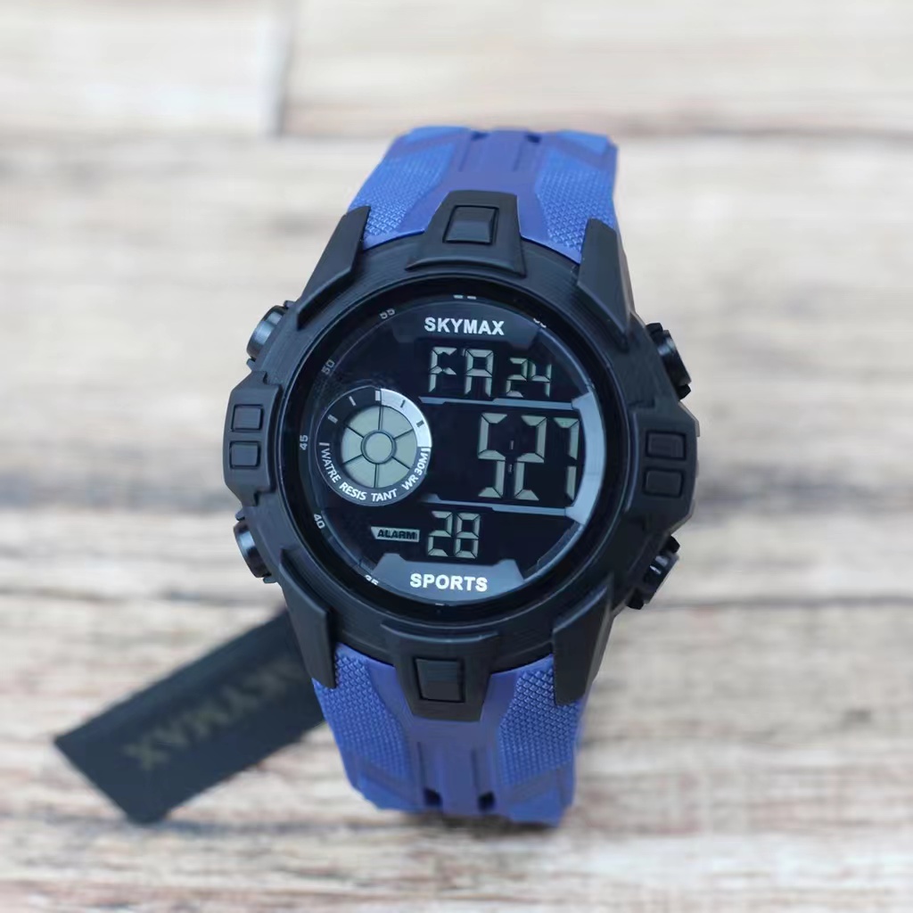 JAM Tangan pria ORIGINAL SKYMAX SPORT 2117 Tali Rubber Hitam DIGITAL Original BERGARANSI