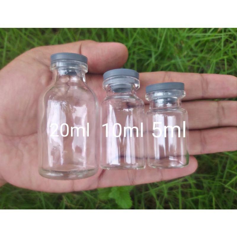 Botol Vial 20ml tebal Tutup Rubber Stoper